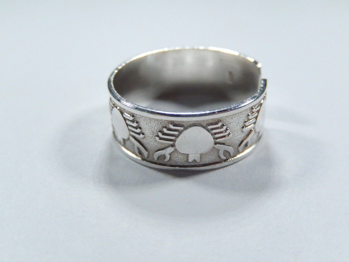 *VINTAGE*  Sterling Silver Crab Cancer Sign Unisex Band Ring Sz 9 Adjustable