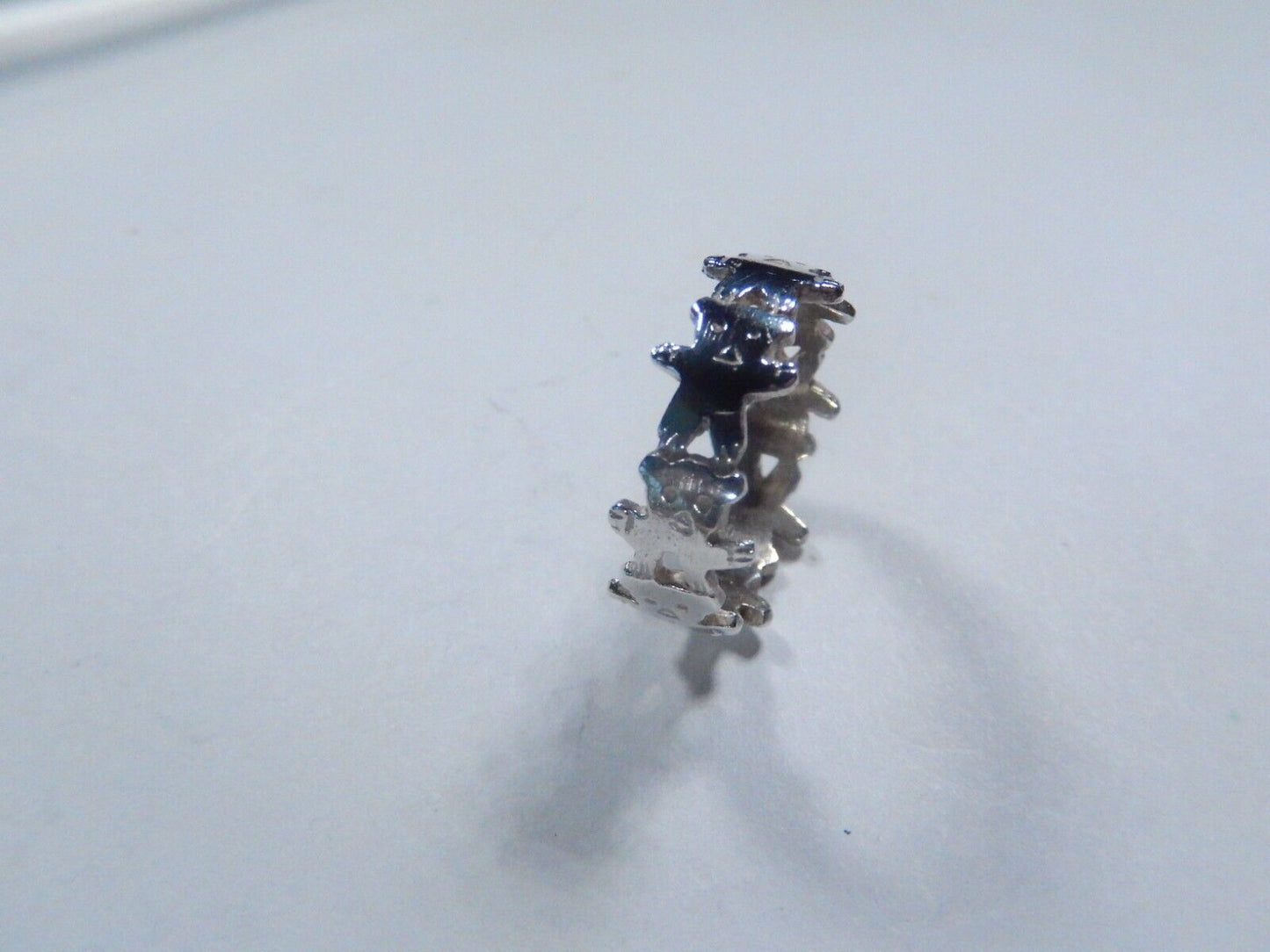 925 STERLING SILVER 7.5 mm WIDE TEDDY BEAR BAND RING SIZE 7.75