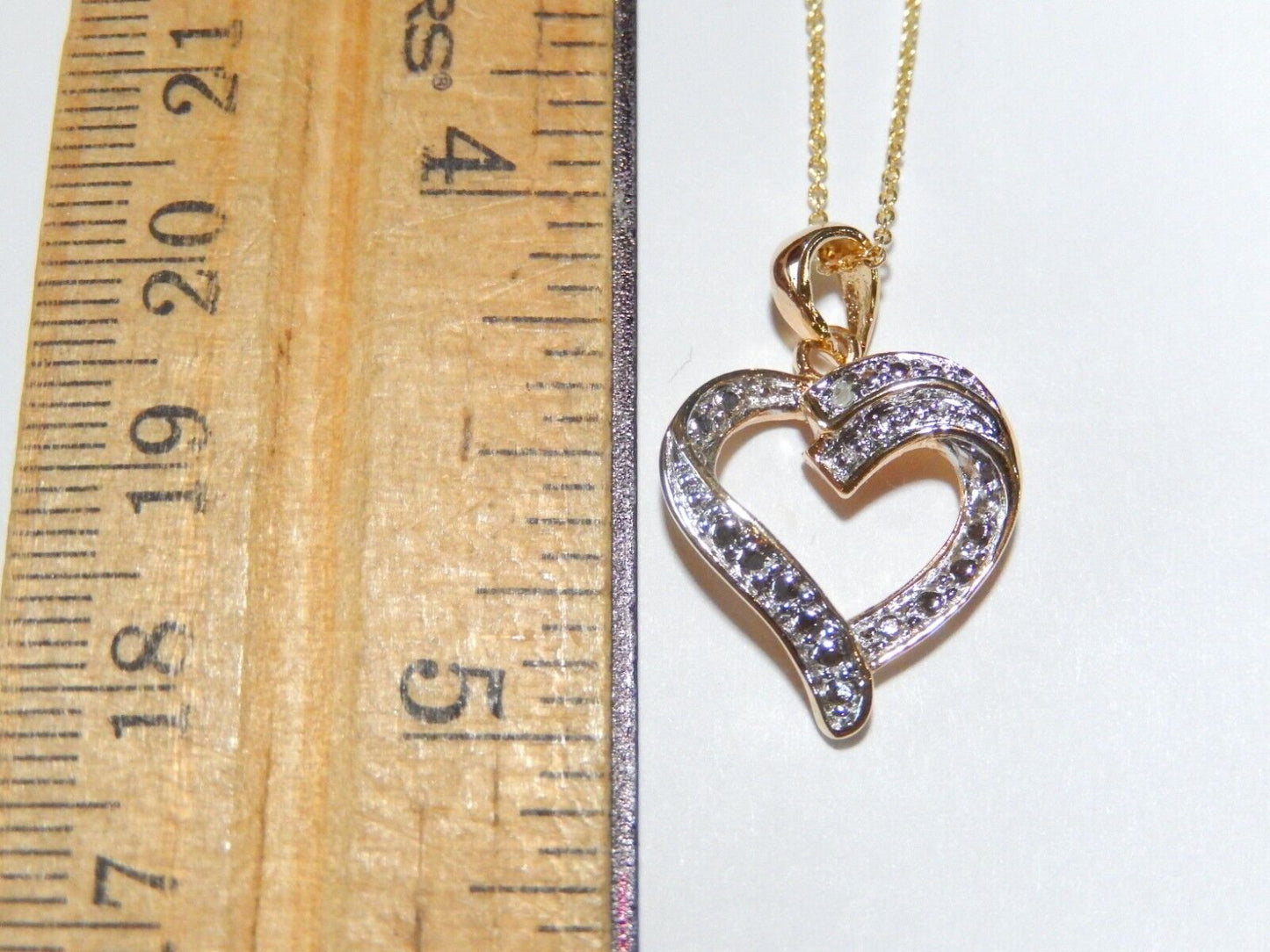 Ross Simons Gold Vermeil 925 Diamond Heart Pendant with 18 Vermeil Chain