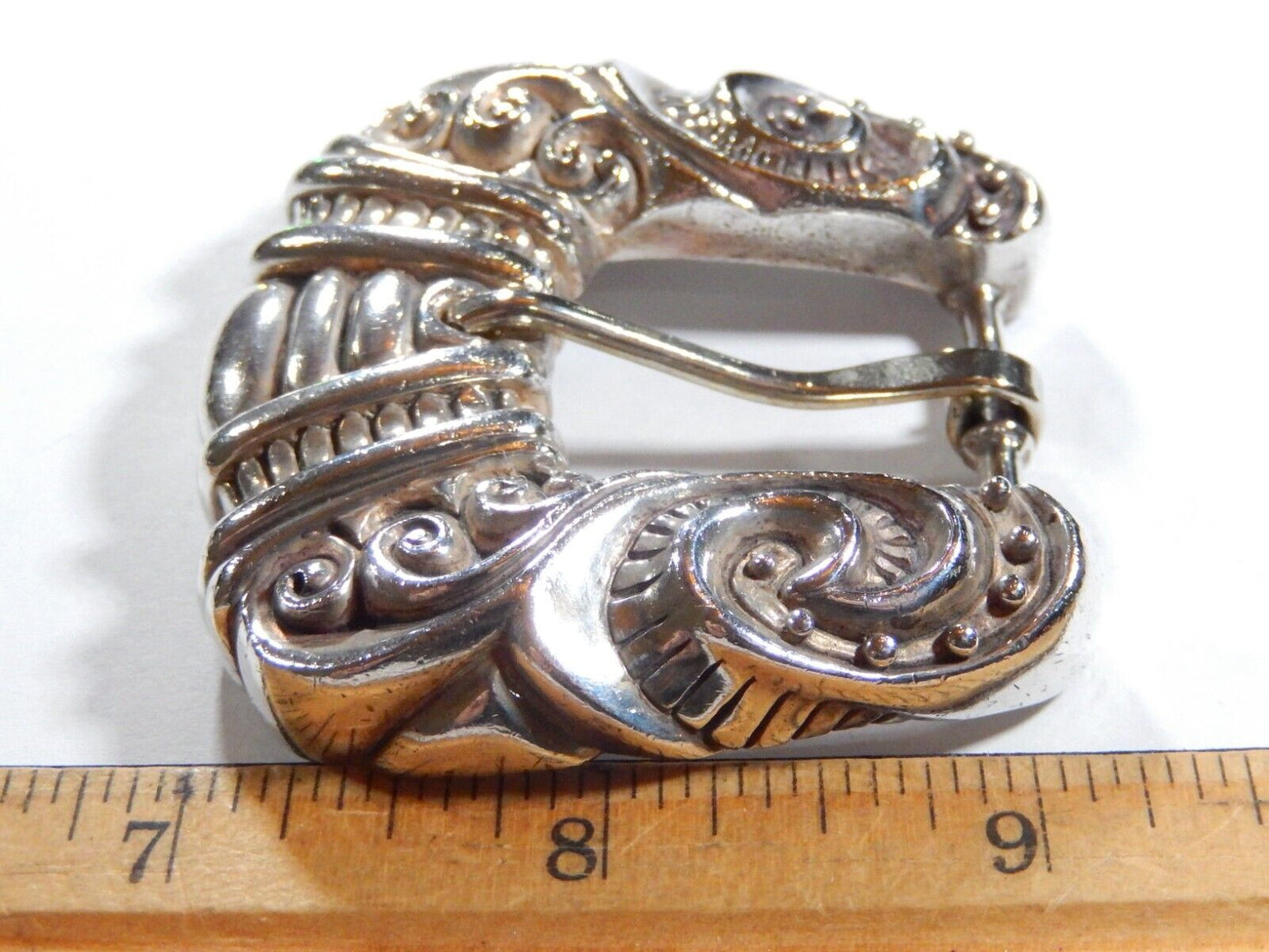 J DEEGAN VINTAGE Sterling Silver 925 belt BUCKLE  KEEPER 138 grams 62mm wide