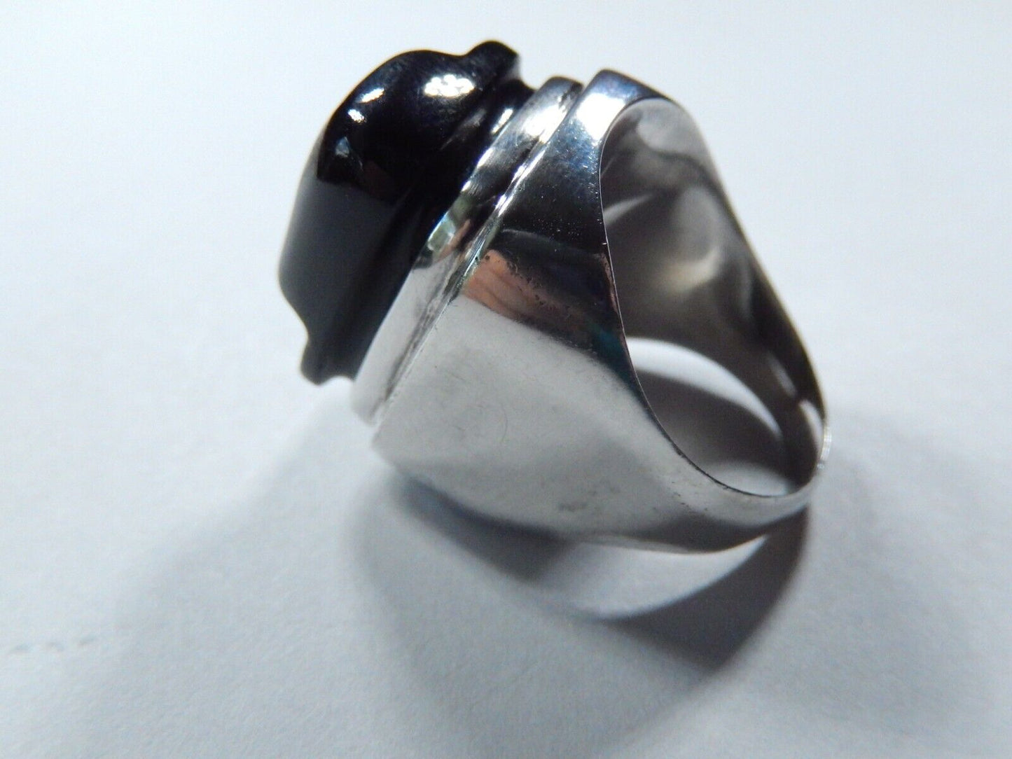 R A R E  Burle Marx Freeform Black Tourmaline or Onyx Ring in Sterling sz 8.5