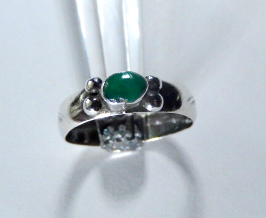 Vintage Southwest Sterling Silver Malachite Ring Size 6.75