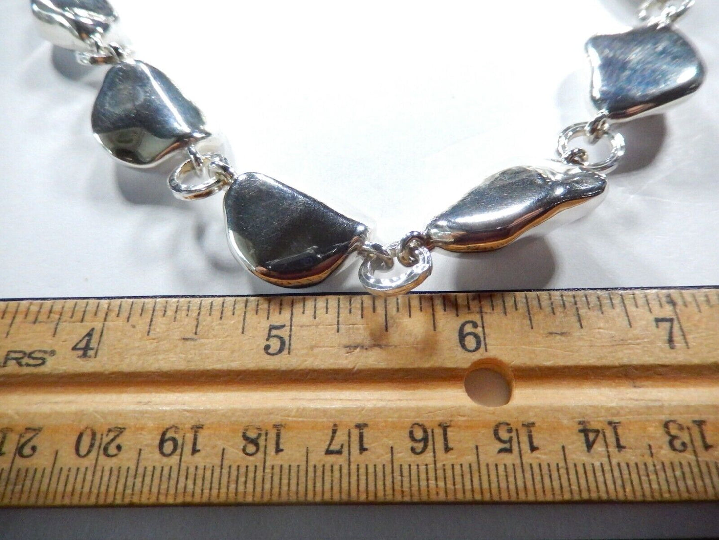 VINTAGE PUFFED ELECTROFORM SILVER TONE METAL CHUNKY BEAD NECKLACE 18"