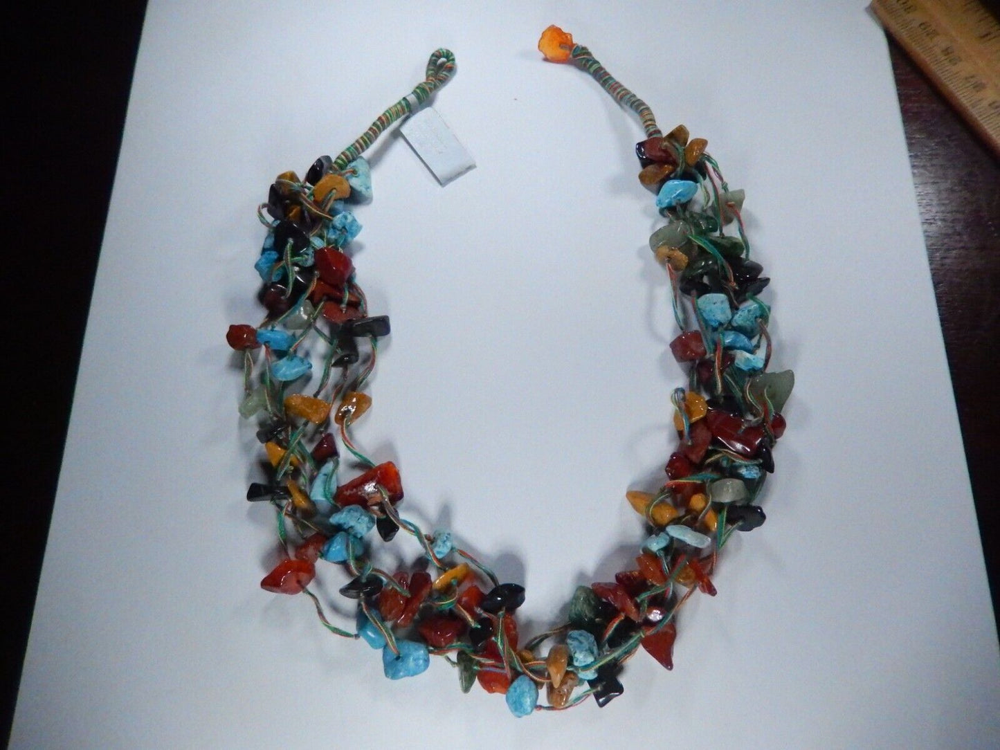 *VINTAGE* Native American Multi Gemstone Beaded Necklace 6 Strand 18" Length
