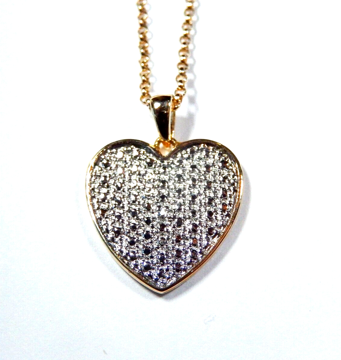 Ross Simons Gold Vermeil 925 Diamond Heart Pendant with 18 Vermeil Chain