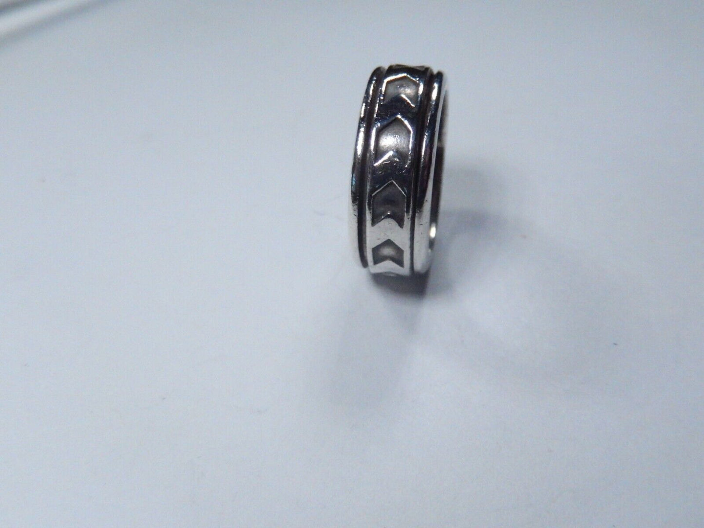 Spinner Ring Southwest Aztec 8 mm Wide Band Sterling Silver  Size 6.75