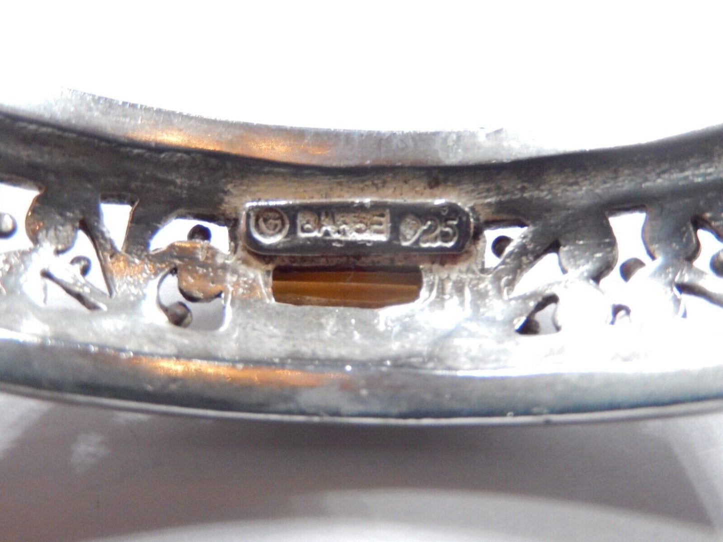 VINTAGE - Signed Barse Sterling Silver 925 Citrine Heavy Cuff Bracelet 56 grams