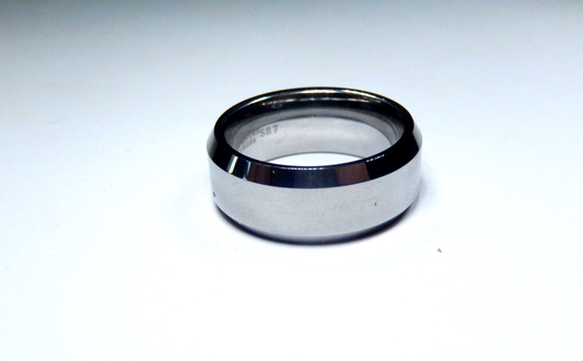 8mm High Polish Beveled Edges Tungsten Carbide Ring Wedding Band Size 7