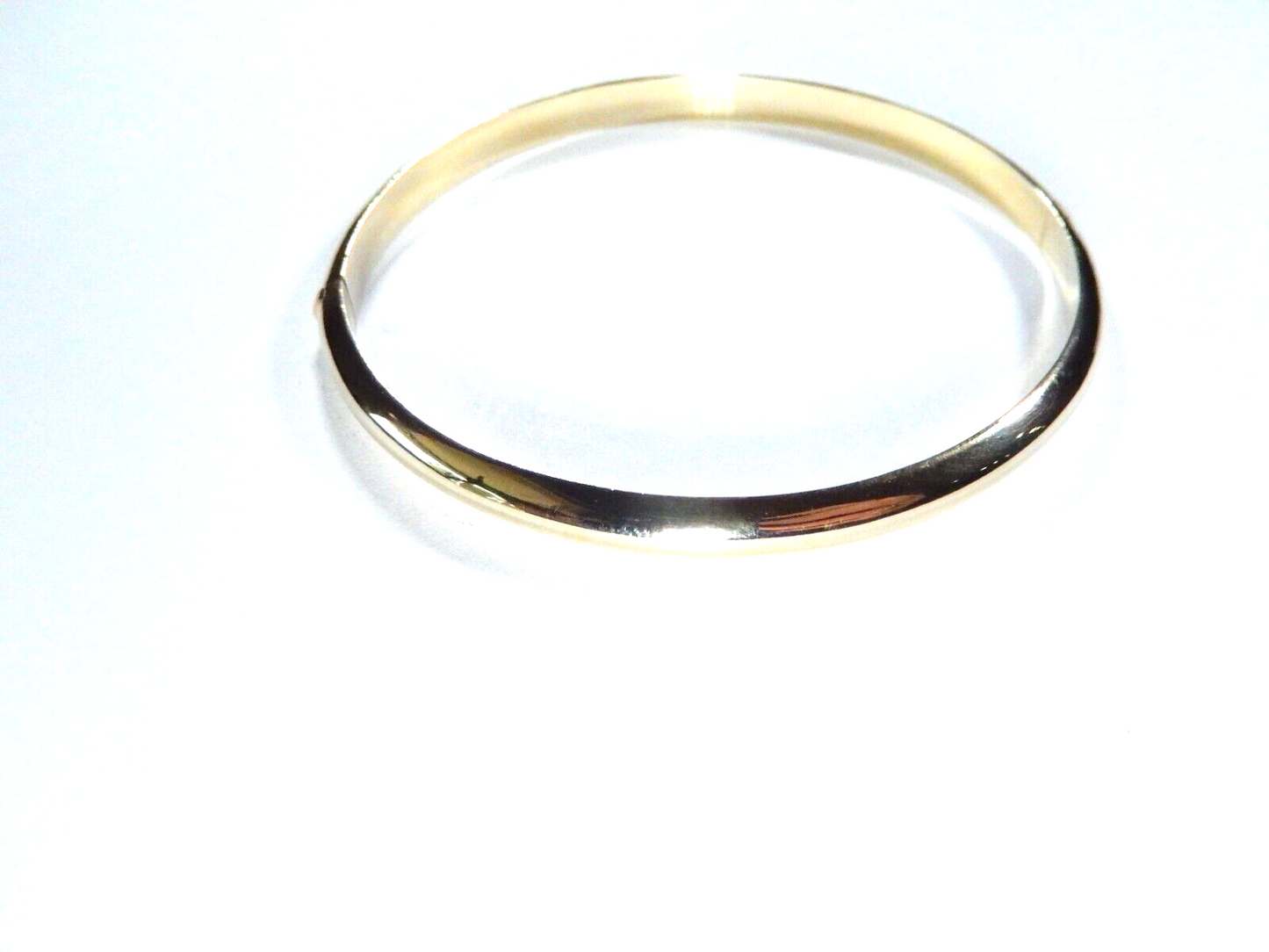 *VINTAGE* Smooth High Polished 5mm Wide Gold Vermeil Hinged Bangle Bracelet
