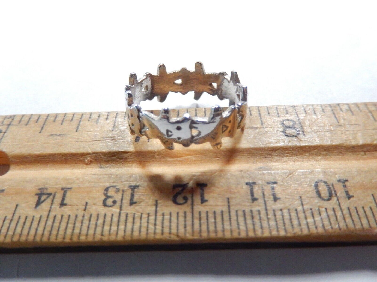 925 STERLING SILVER 7.5 mm WIDE TEDDY BEAR BAND RING SIZE 7.75