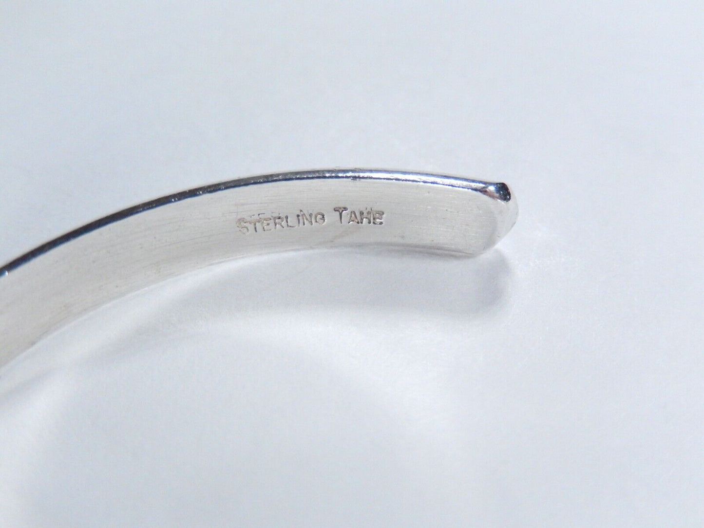VINTAGE Native American TAHE .925 Sterling Silver Engraved Cuff Bracelet Stamped