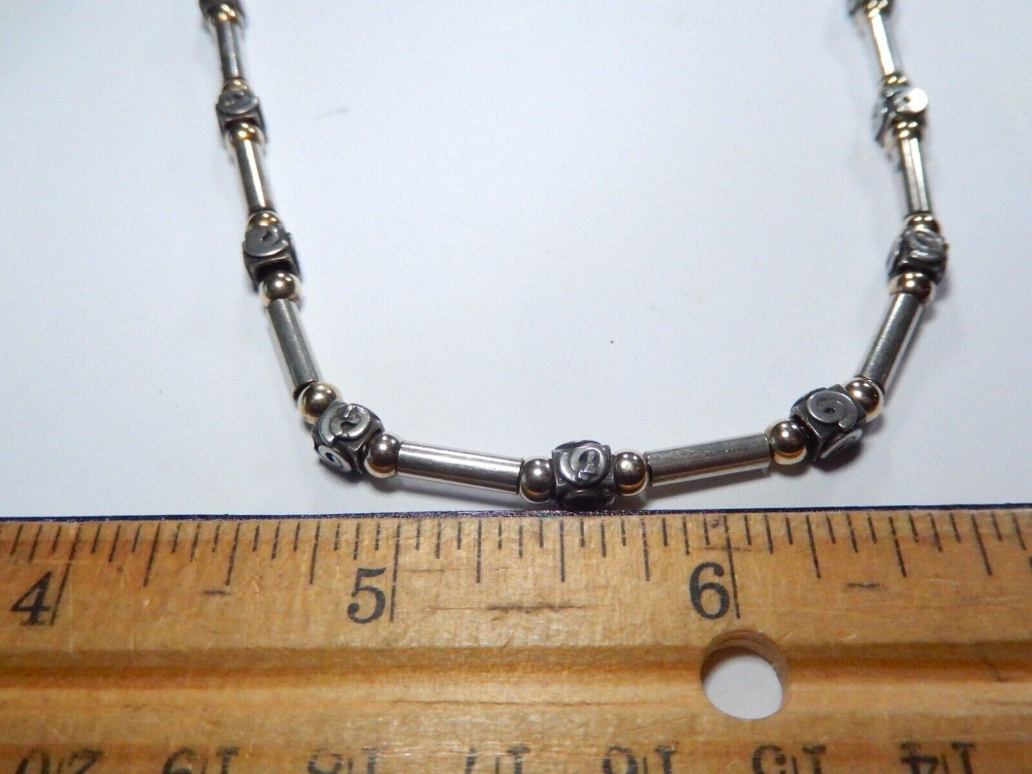 *VINTAGE" Sterling Silver/Gold Vermeil 925 Ball Bead Necklace Chain 17"