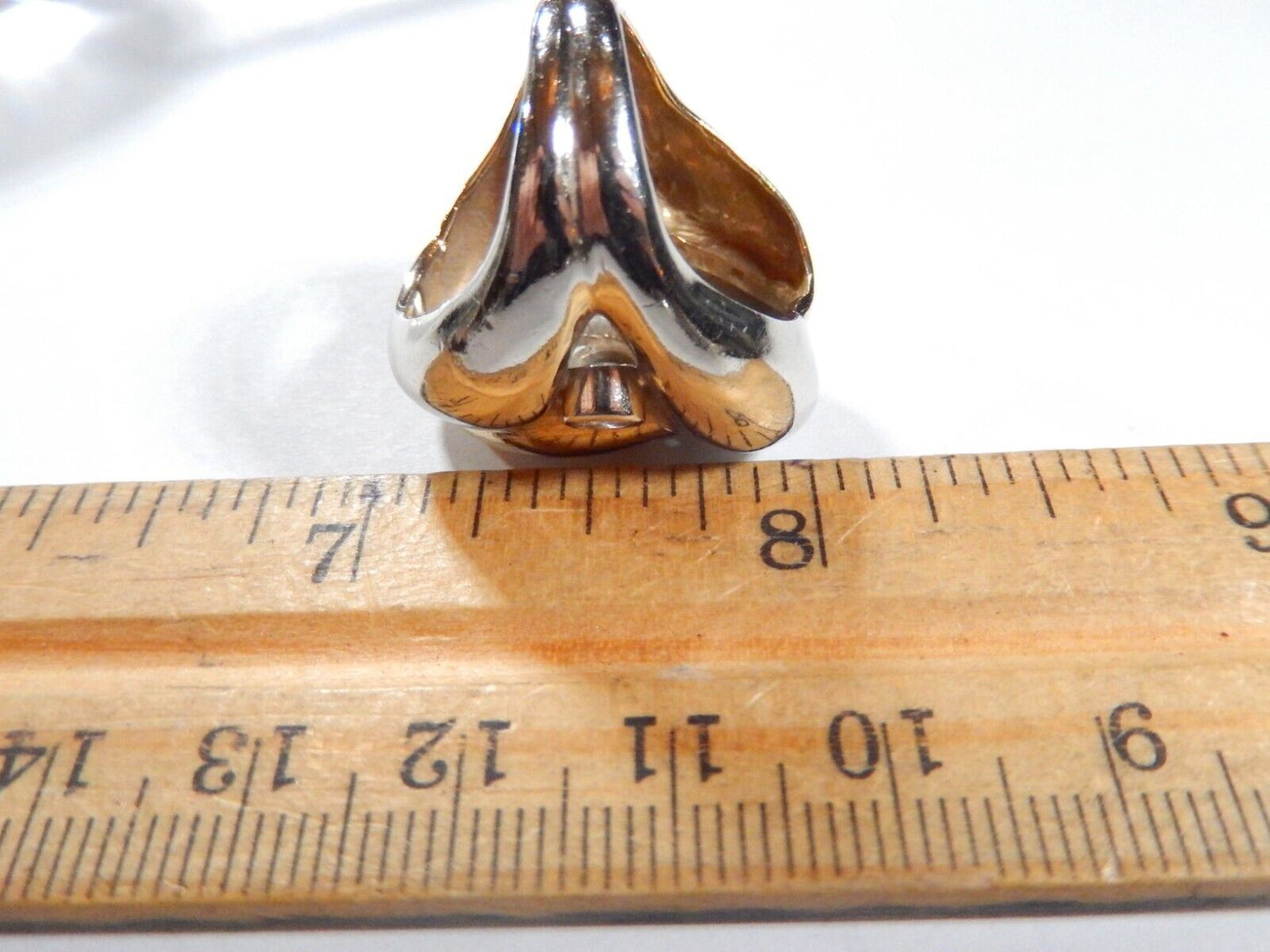 STUNNING STAMPED 14K TWO TONE  LADIES DIAMOND FREEFORM RING Size 625  151gms