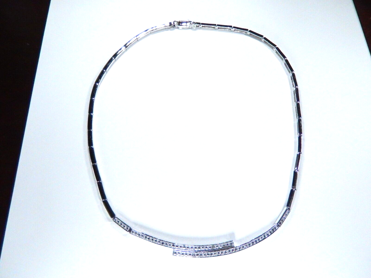 Ross Simons Ster Silver Rhodium Plated Diamond Accent Bar Link 17" Necklace