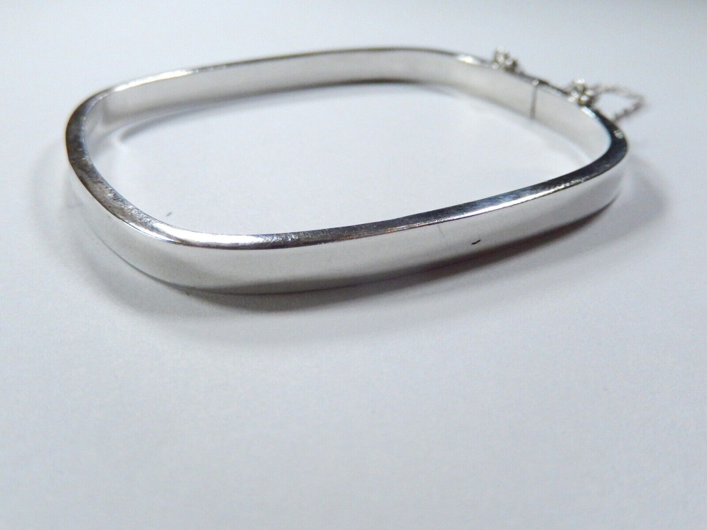 *VINTAGE*  Sterling Silver Square Hinged Bangle Modernist Bracelet