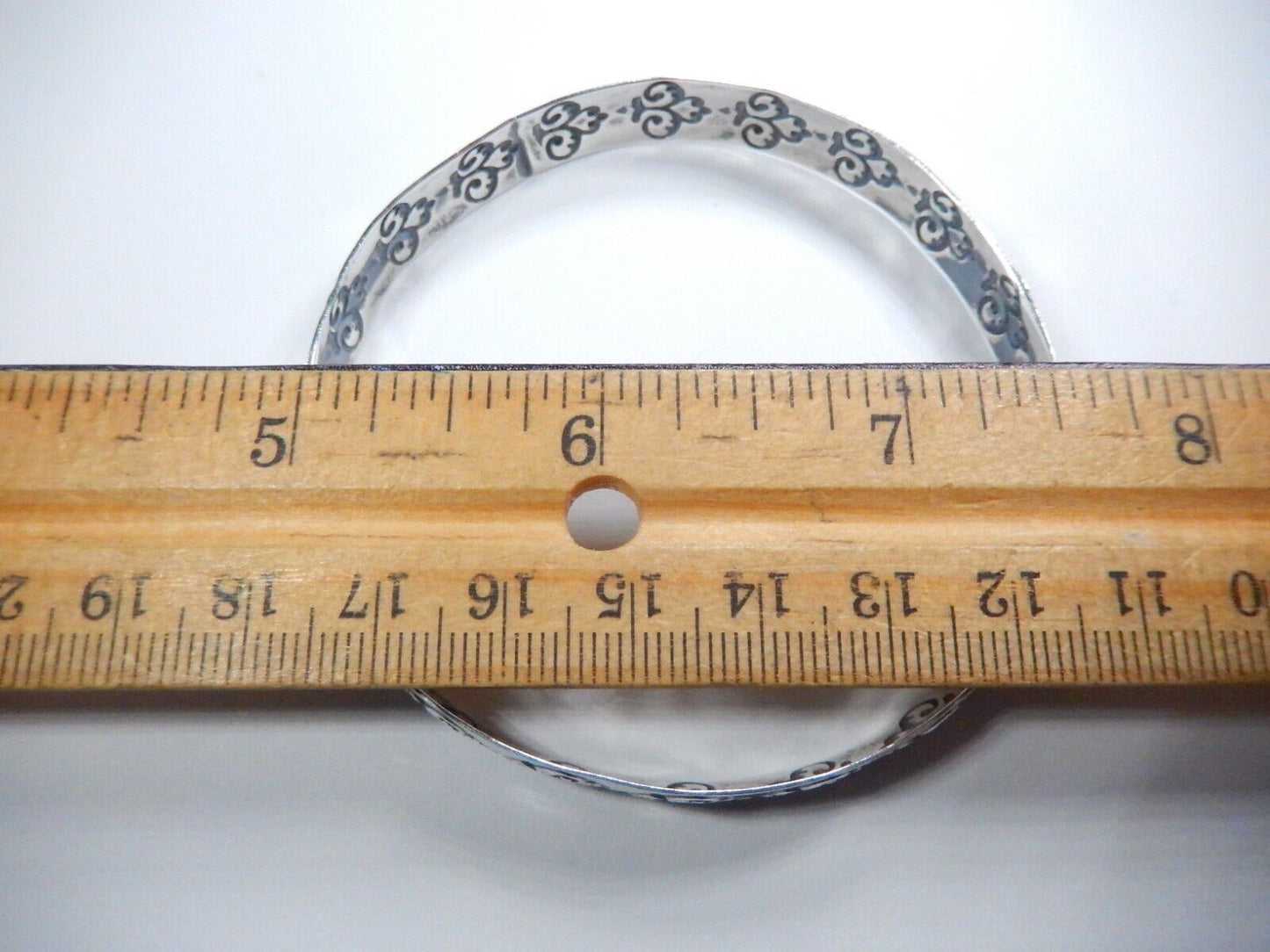 VINTAGE - Sterling Silver Repousse Medium 7" Bangle Bracelet 9mm Wide