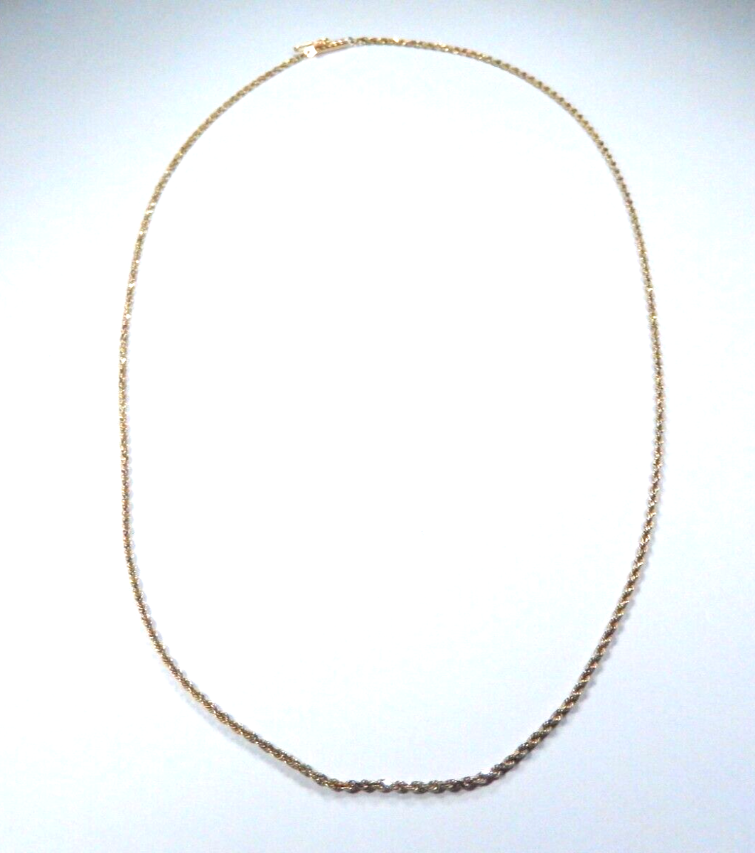 14k Solid Yellow Gold Rope Chain Necklace 1.5mm Men Women Size 18 inch