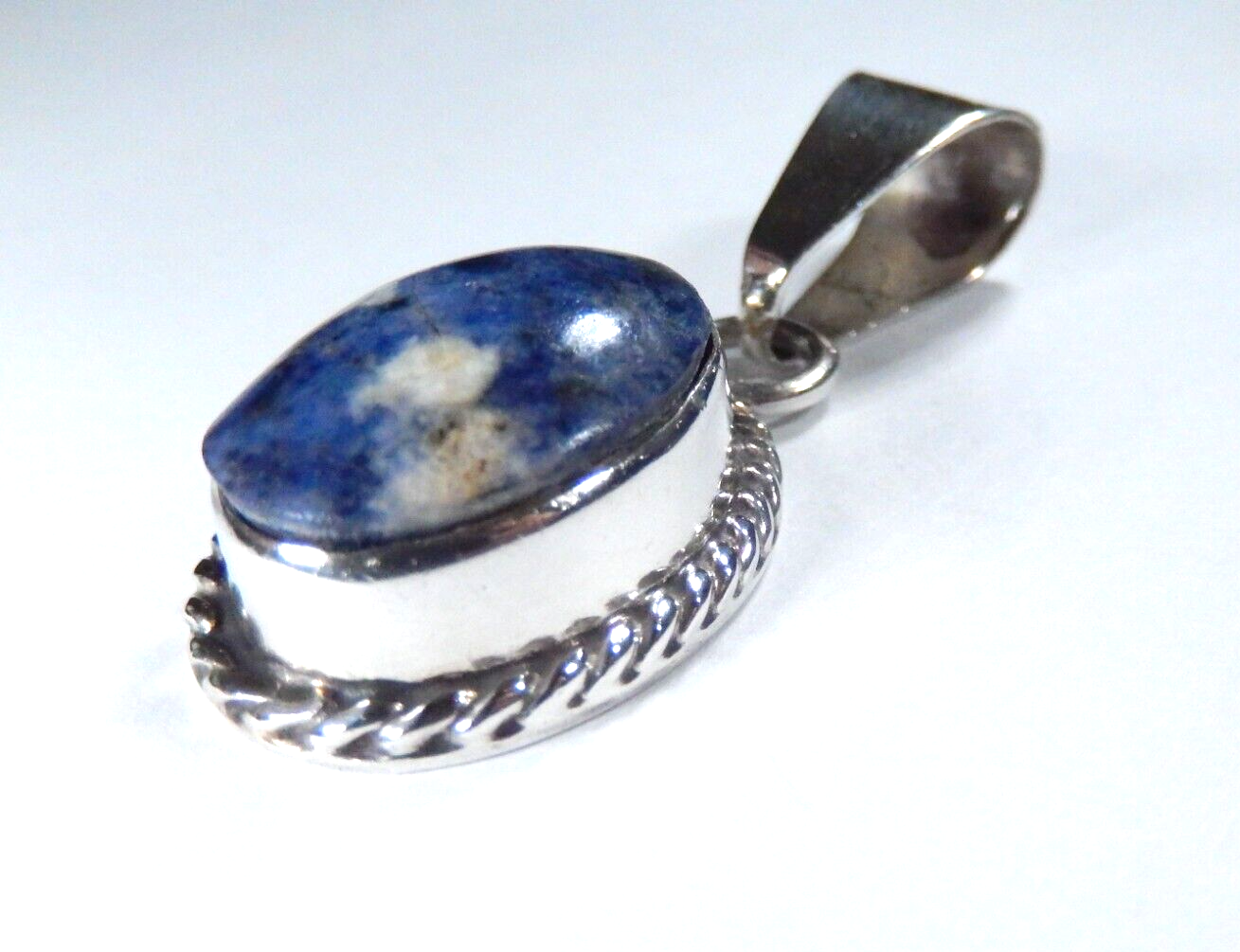 VINTAGE - Large Sterling Silver Lapis Pendant with Large Bale