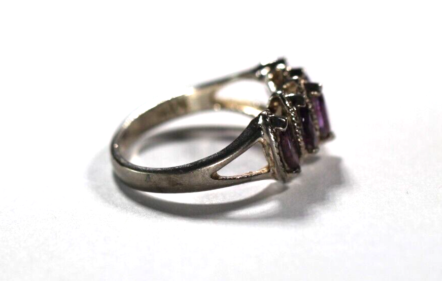 *VINTAGE*  Sterling Silver Marquise Cut Amethyst Ring size 6.75