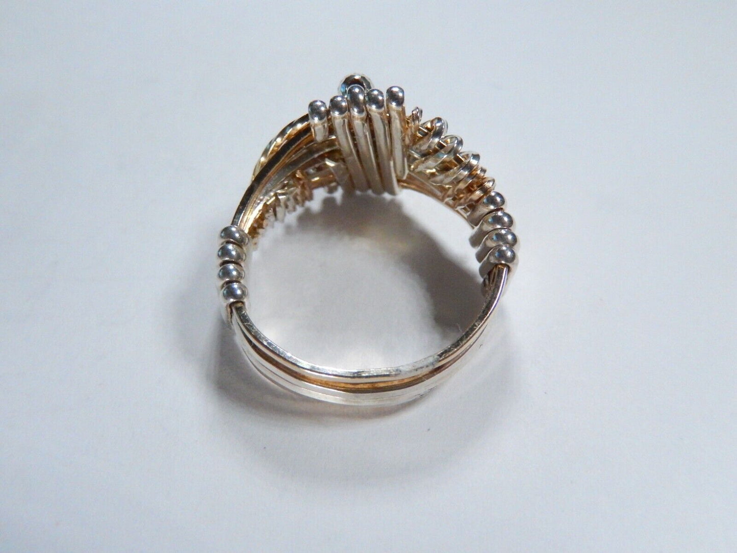 *VINTAGE* ARTISAN Sterling Silver & Gold Tone Wire Wrap Ring Size 6.5