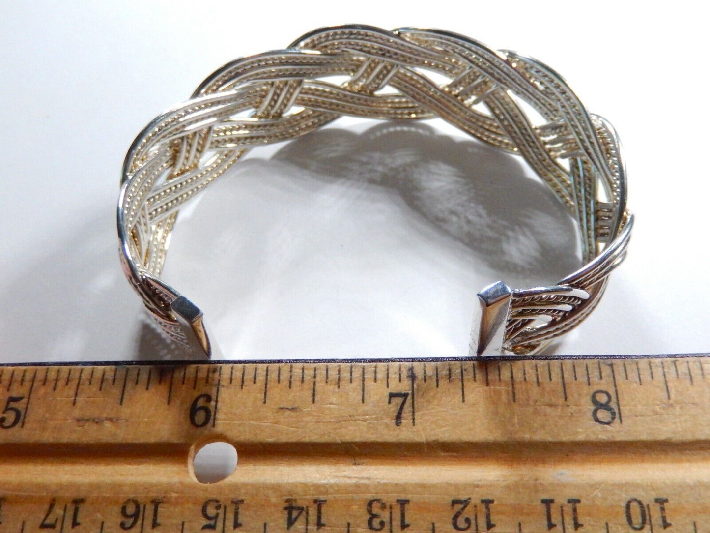 *VINTAGE*  Heavy Sterling Silver Braided Wave Cuff Bracelet-33 grams - 23mm Wide