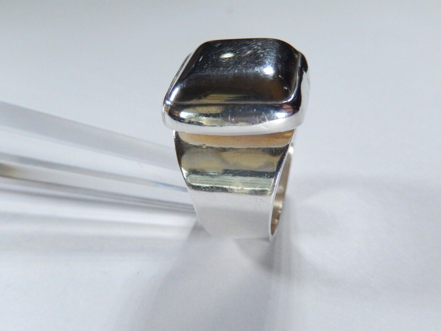 *VINTAGE*  Mexico Thick Wide Sterling Silver Statement Ring, Size 7.25