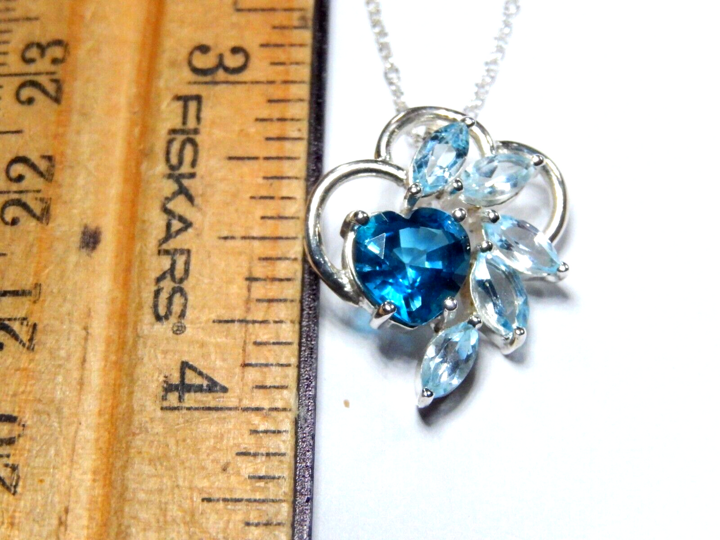 Sterling Silver Free Form London Blue & Sky Blue Topaz Pendant w/18" Ster. Chain