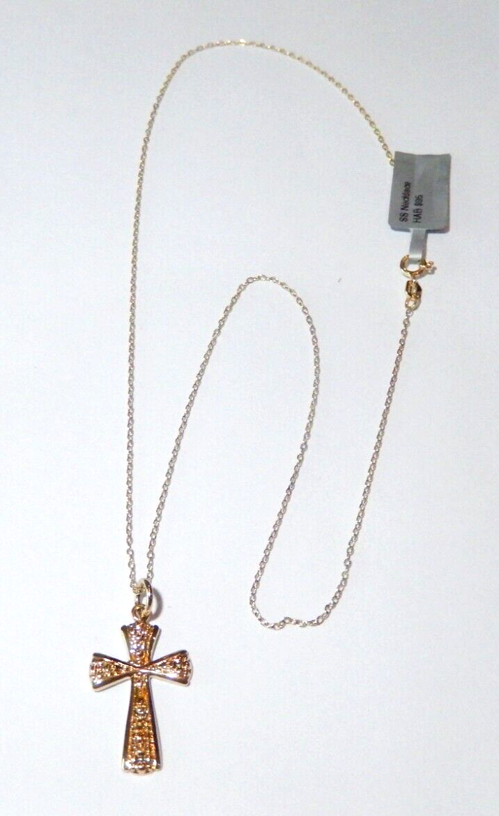 Gold Vermeil Cross Pendant Stamped 925 with 18 Gold Vermeil Chain