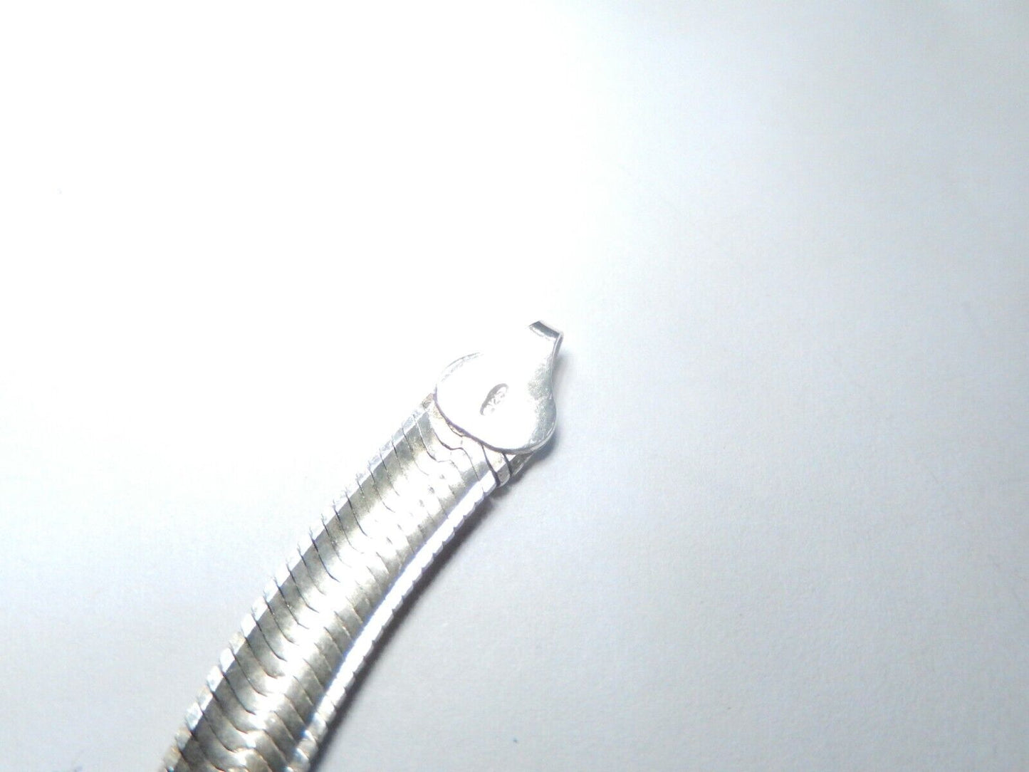Vintage 925 Sterling Silver 6.5mm Curved Herringbone Fancy Bracelet Italy  7.5"