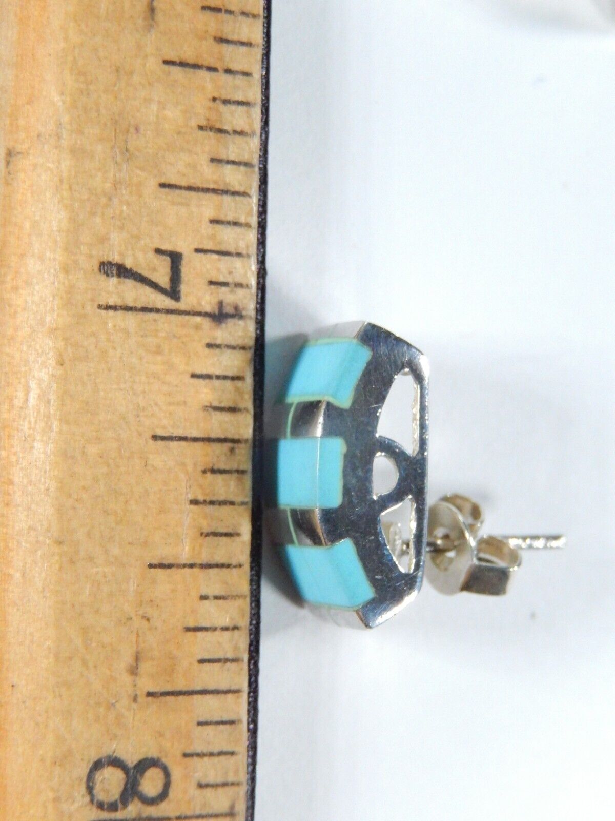 *VINTAGE* SOUTHWEST STYLE INLAY TURQUOISE POST EARRINGS