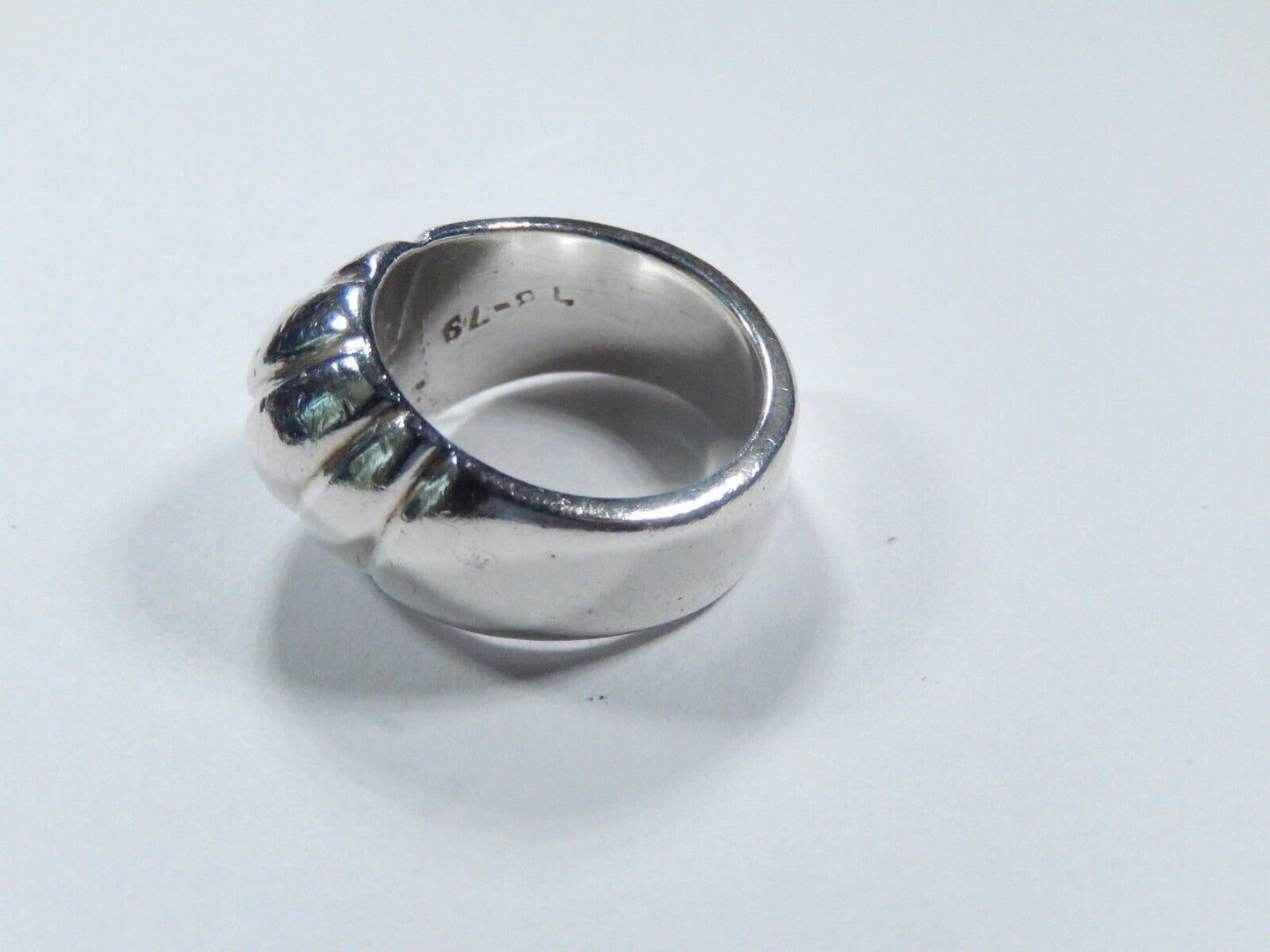 *VINTAGE* HEAVY Taxco Mexico Sterling Silver Modernist Ribbed Dome Ring Sz 6.75