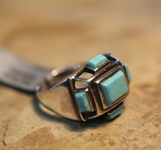 Vintage Sterling Silver Turquoise Southwest Style Ring  Size 7.25