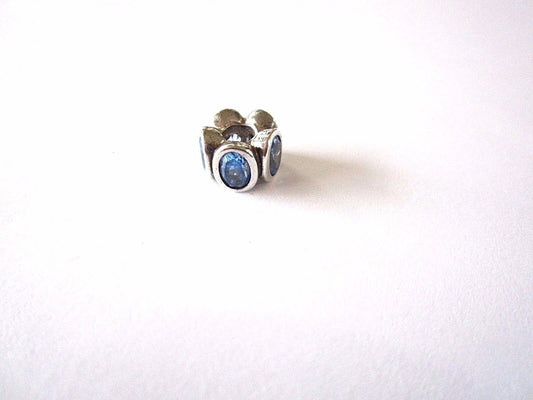 GENUINE PANDORA CHARM -5  OVAL BLUE CZ -RETIRED