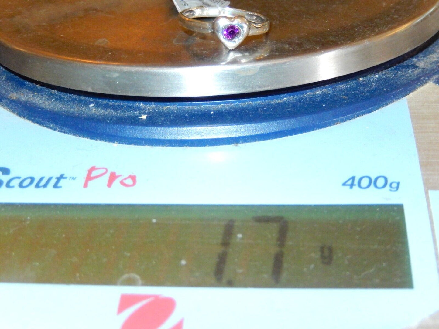 *VINTAGE* LOVELY HEART AMETHYST 925 STERLING SILVER RING SIZE 6.75