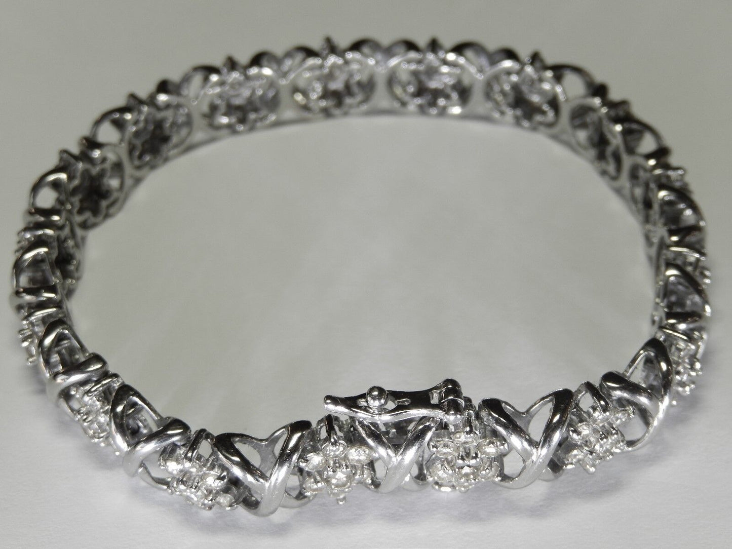 4.75 CT  Natural Round Cut 119 Diamond Heavy Bracelet in 14k White Gold 7.5"