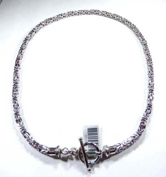 "HEAVY" .925 Sterling Silver 18" Byzantine Toggle Necklace 52.4gms