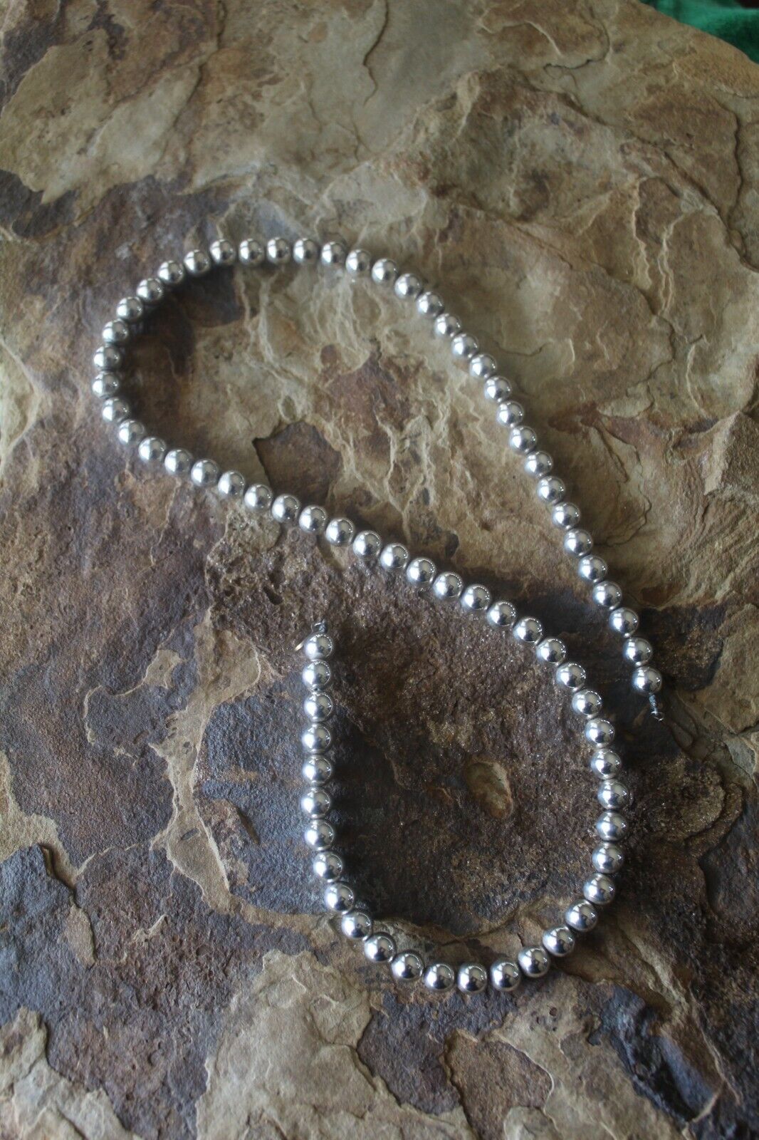 *VINTAGE* Indian Pearl Sterling Silver 925 Sliding 8mm Bead Necklace 24"- 42.8gm