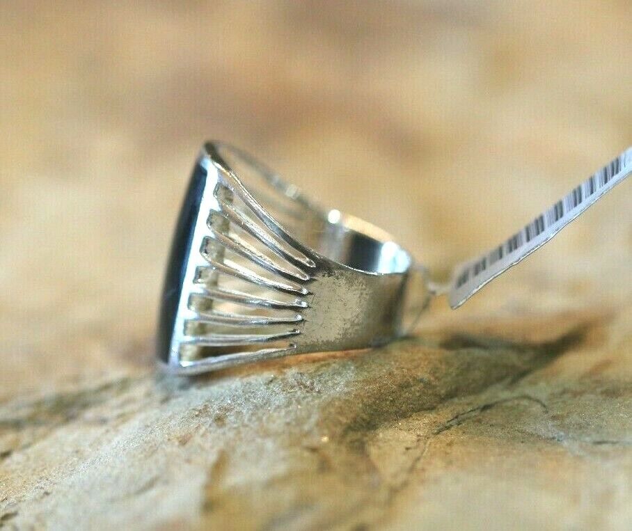 *VINTAGE* LARGE - Artist   "CW"  Sterling Silver Black Onyx Ring Size 7