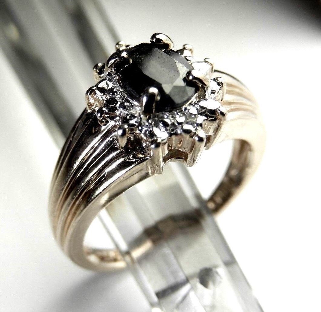 Sapphire & Real Diamond Solitaire With Accent Ring 14k Gold Over Sterling Silver