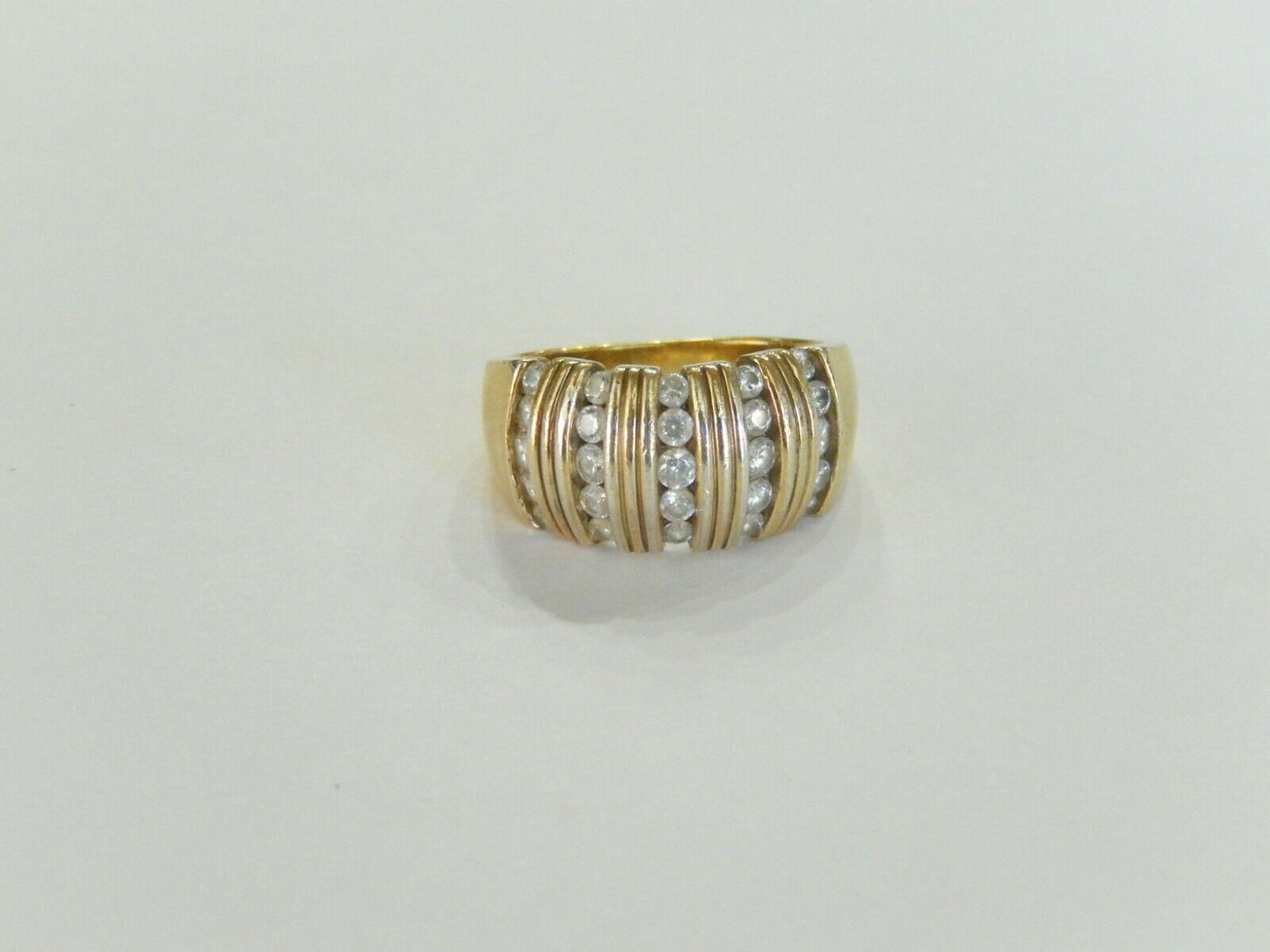 *VINTAGE* 14K Gold Vermeil Sterling CZ Cubic Zirconia Dome Ring Size 9.25