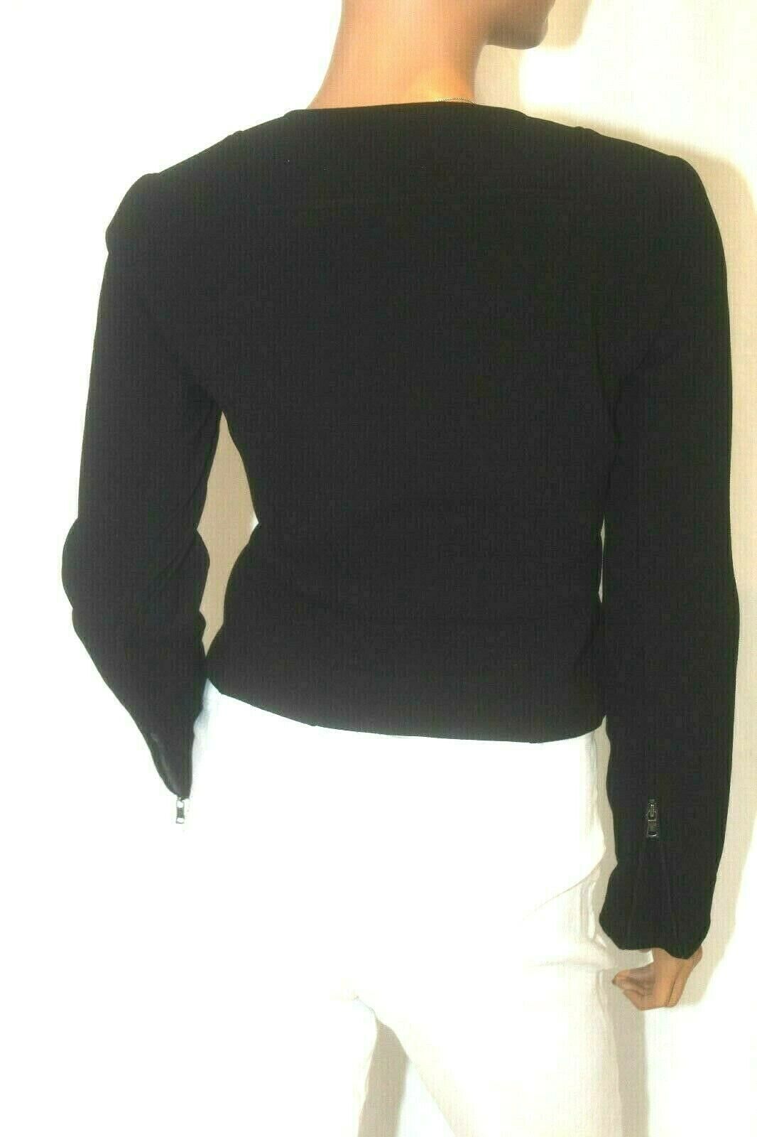*NWT* $268.  BCBG MAXAZRIA  "ARELIA" TUXEDO-INSPIRED BLACK ZIP/SNAP JACKET-XS