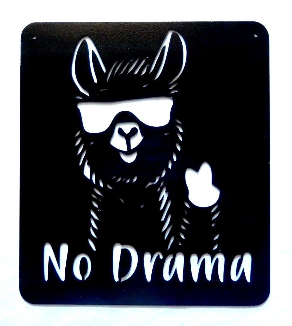 ~NEW~ LARGE 14ga. "DOG - NO DRAMA" Metal Wall Art - 13.5" X 12"