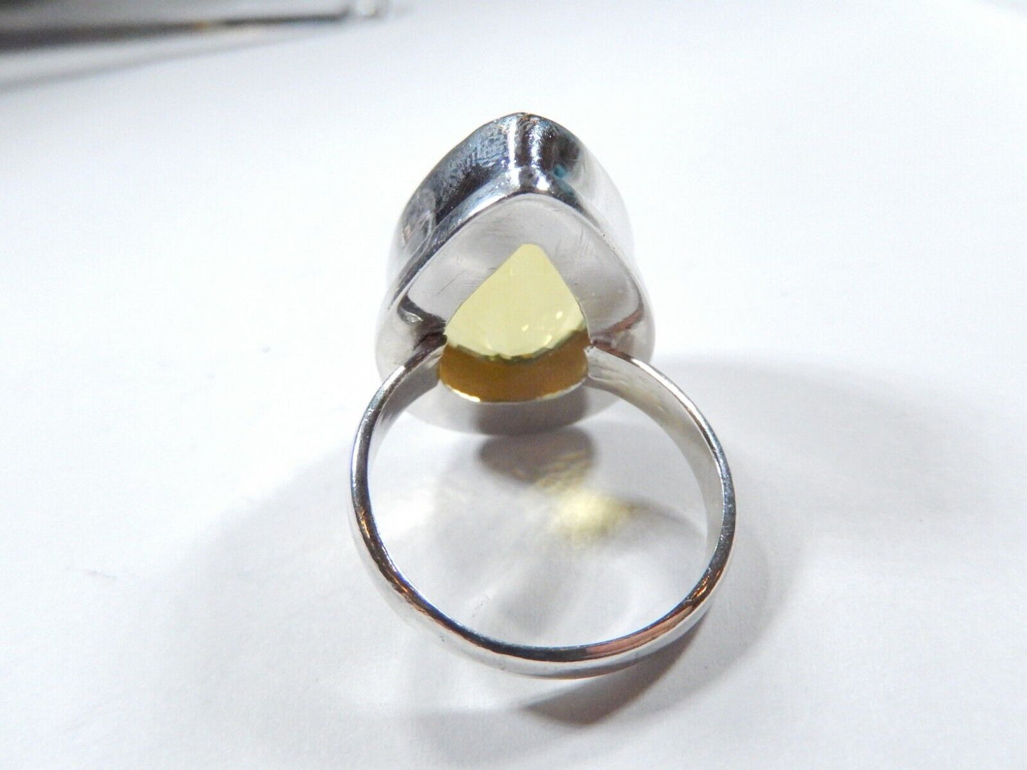 VINTAGE* HUGE STATEMENT Sterling Silver 22.0 CT Checkerboard CITRINE Ring Sz10.5