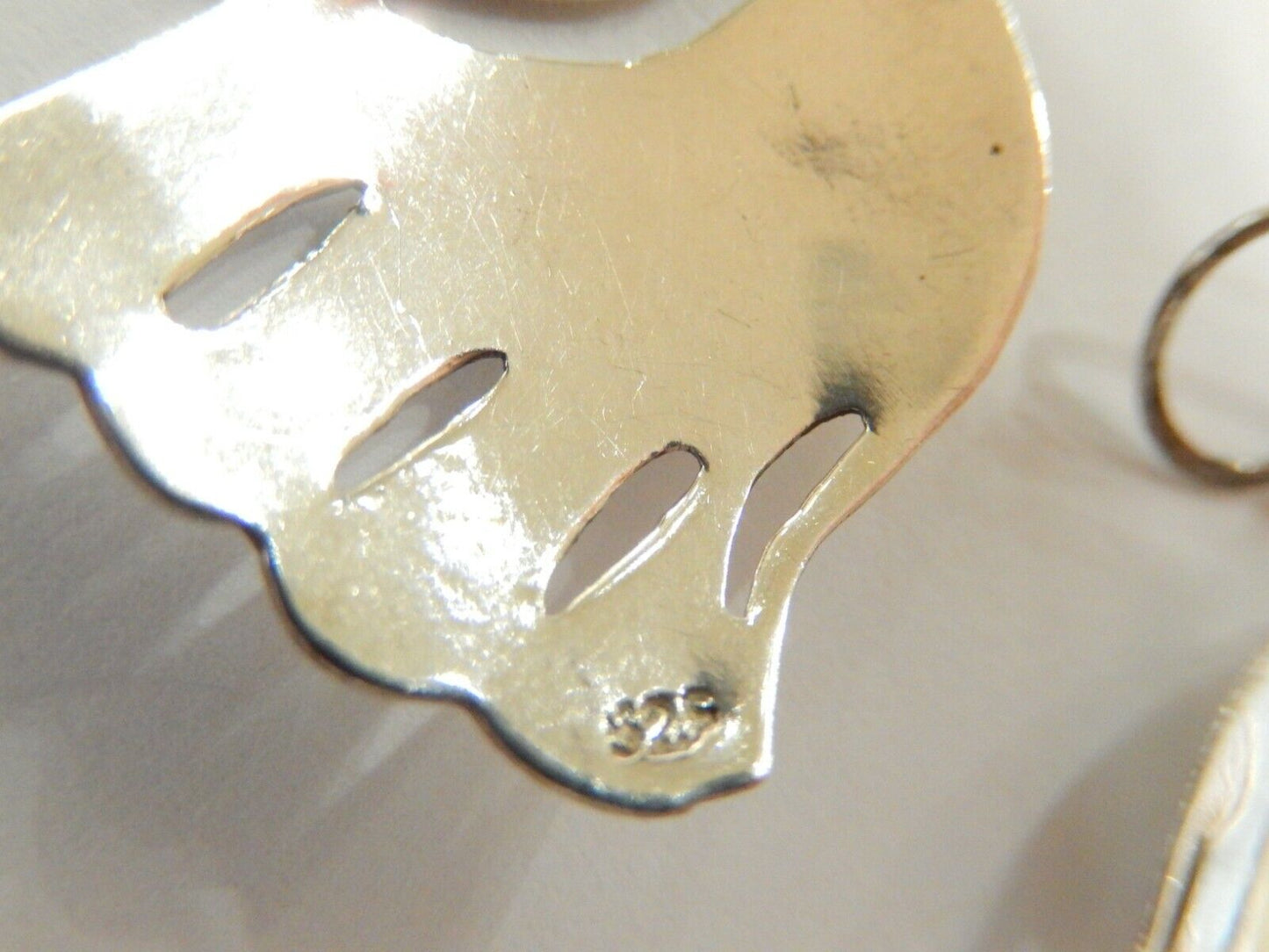 *VINTAGE*  Sterling Silver Lucky Elephant Dangle Earrings 1 1/8" x 1 1/8"