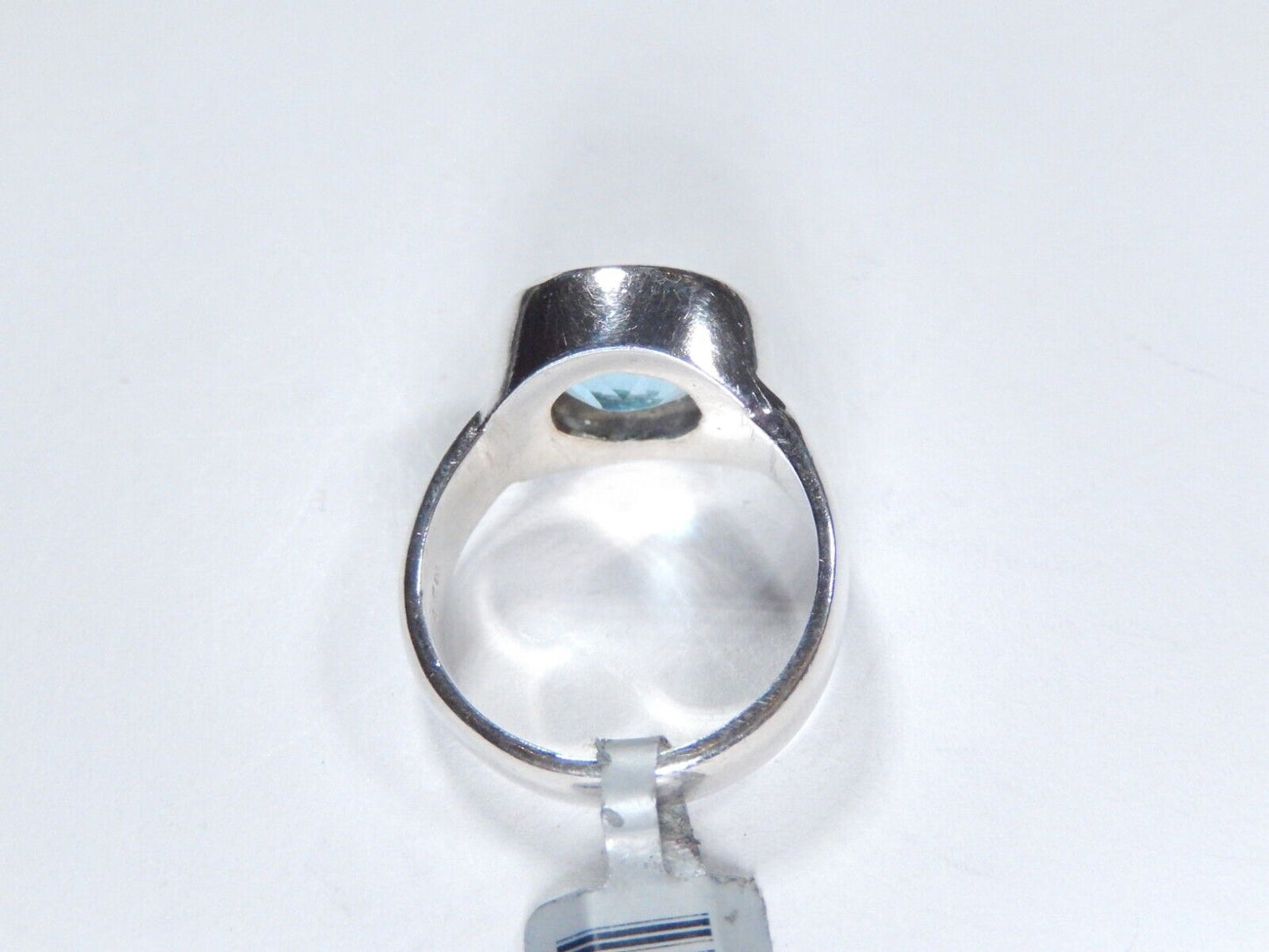 925 Sterling Silver 5.00 CT  Bezel Set Oval Blue Topaz Solitaire Ring Size 7.75