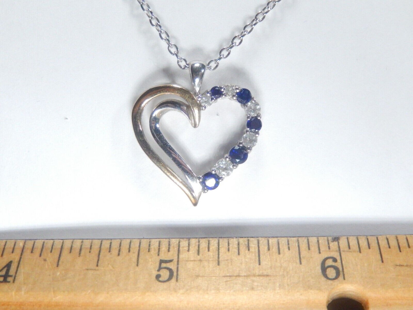 *VINTAGE*  10K Yellow Gold & Sterling Silver CZ & Lab Created Heart Necklace