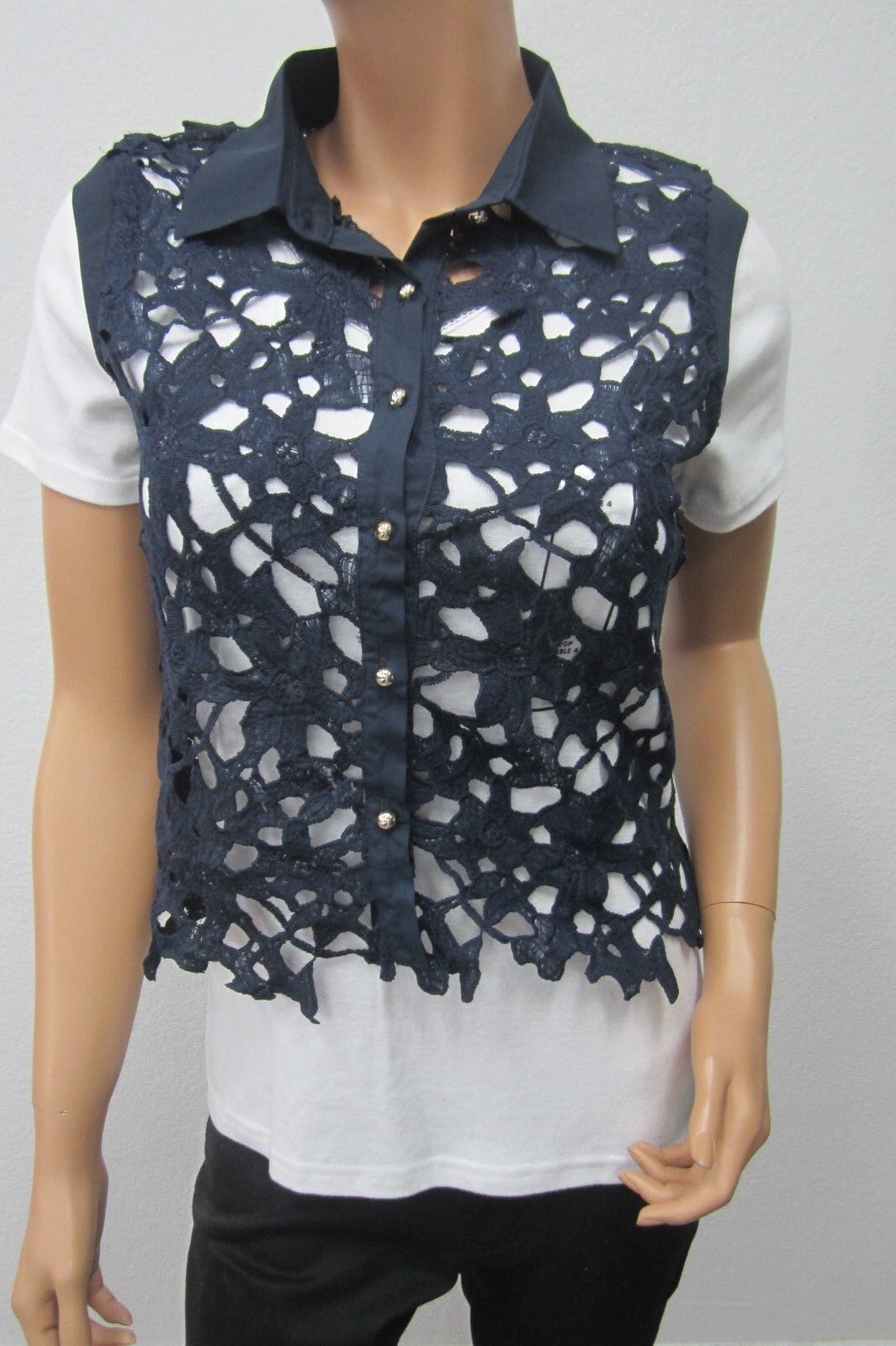 *NWT* Win Win Apparel Navy Lace CUTE Top Size Large