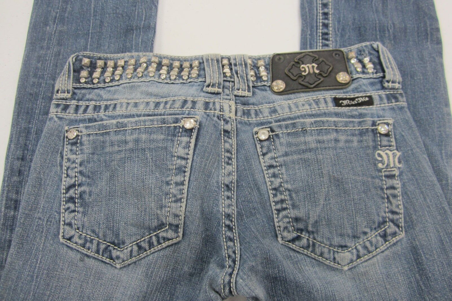Miss Me JP5130ST Straight Studded Rhinestone Stretch Blue Jeans size 26 x 32