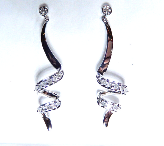 Beautiful 10k White Gold Dangle 1/6CT Natural Diamonds Stud Earrings