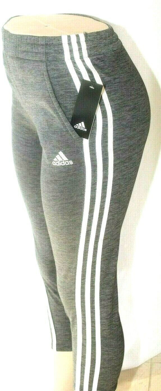 *NWT* $40.  Adidas Grey White Athletic Pants Fleece Lined Warm w/Pockets Sz S(8)